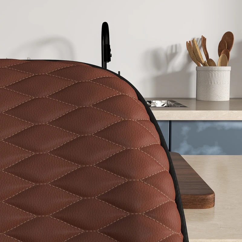 Set of 2 Stylish Brown Faux Leather Bar Stools - Modern Design for Kitchen or Home Bar Seating