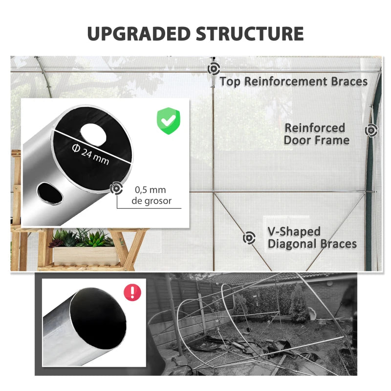 3m x 2m Walk-In Tunnel Greenhouse with Accessories - White