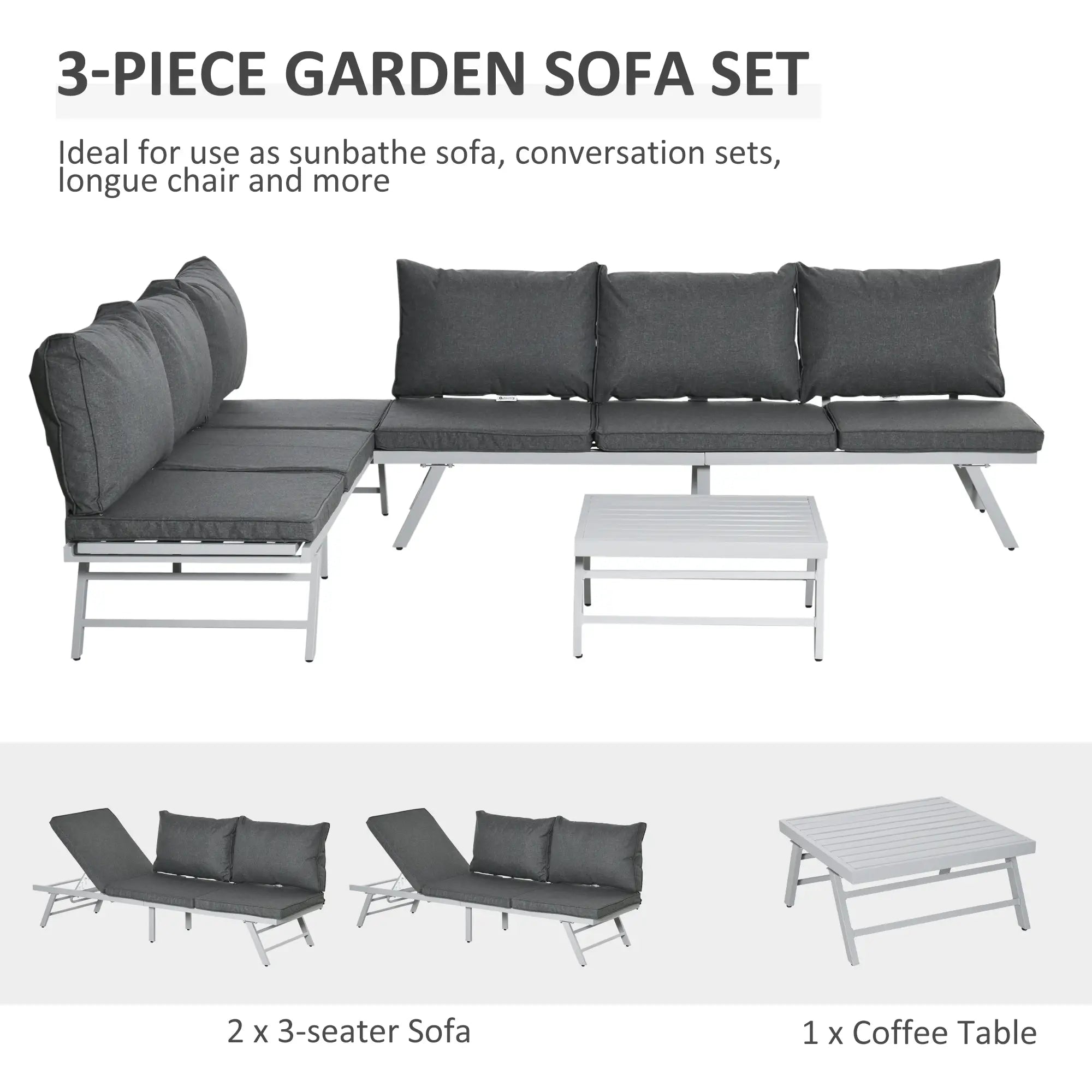Grey Metal Garden Furniture Set With Slatted Top Table