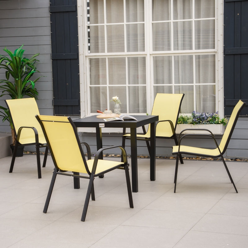 Beige Stackable High Backrest Outdoor Dining Chairs Set of 4