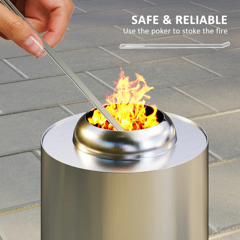 Portable Smokeless Fire Pit - 16x16cm Stainless Steel Wood Burning Tabletop Fire Pit for Garden & Camping - Silver Tone