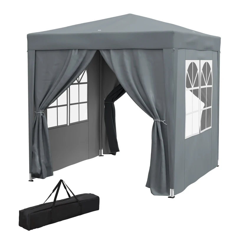 Grey Pop Up Garden Gazebo Tent with Walls and Windows, 2m x 2m