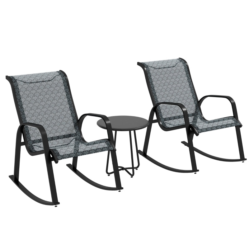 3-Piece Outdoor Rocking Armchair Set, Mixed Grey