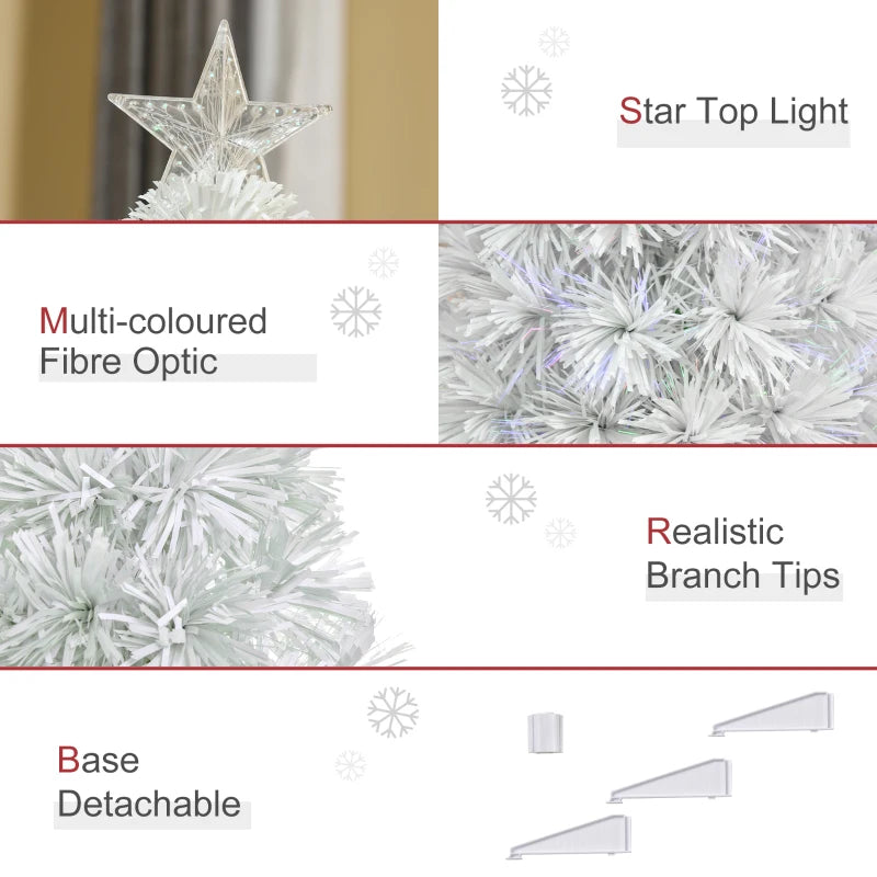 2.5FT Prelit White Artificial Tabletop Christmas Tree with Fiber Optics - Festive Holiday Decoration for Home, Table & Desk