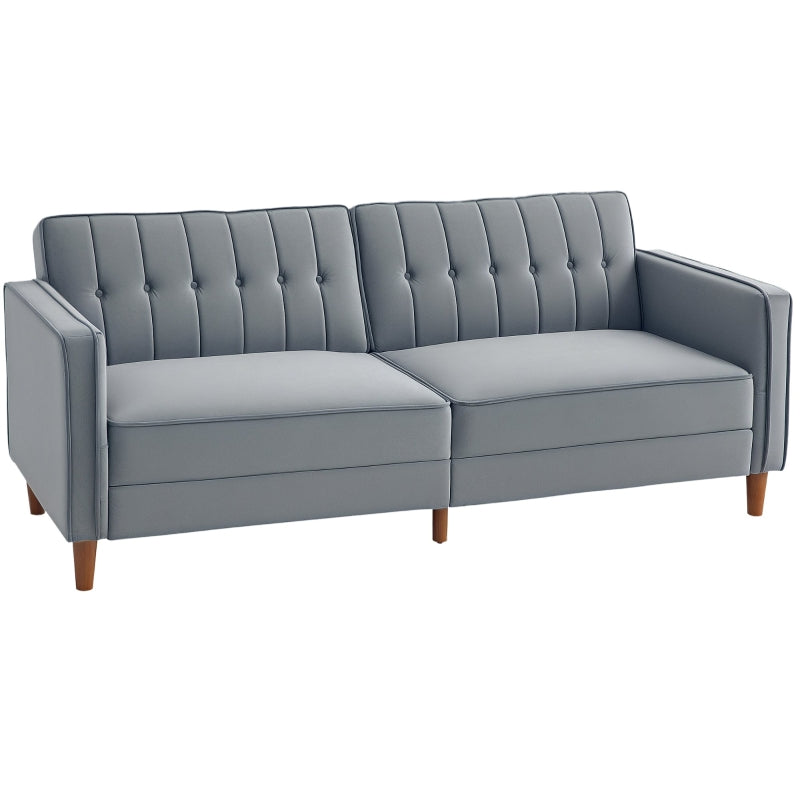 Velvet-Feel Dark Grey Three-Seater Sofa Bed for Stylish Living Spaces