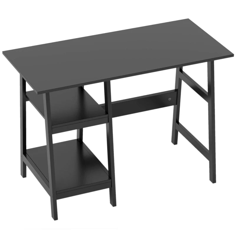 Compact Black Computer Desk with Storage Shelves - Study Table & PC Workstation for Home Office, Easy Assembly, 106x51cm