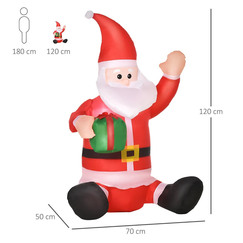 4ft Inflatable Christmas Santa Claus with LED Lights - Holiday Outdoor Yard Decoration & Gift for Festive Cheer
