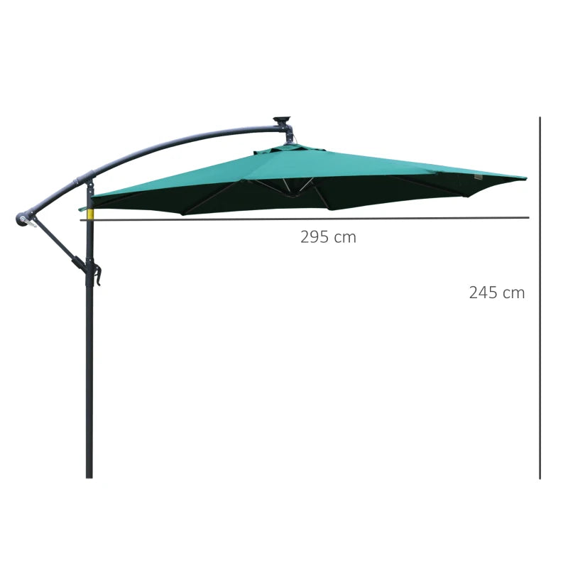 Green Solar LED Cantilever Parasol with Cross Base