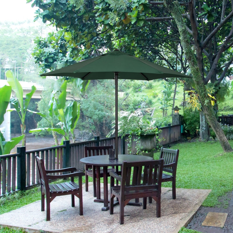 Green 2m Outdoor Garden Parasol Umbrella with 6 Sturdy Ribs