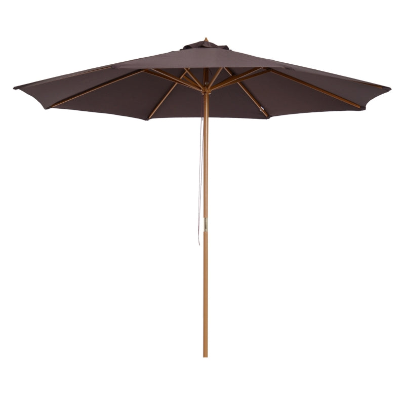 Wooden Coffee Garden Parasol with Pulley Mechanism