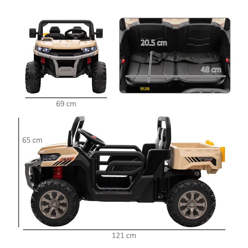 12V Yellow Electric Ride-On Car for Kids with Remote Control and Bucket Feature