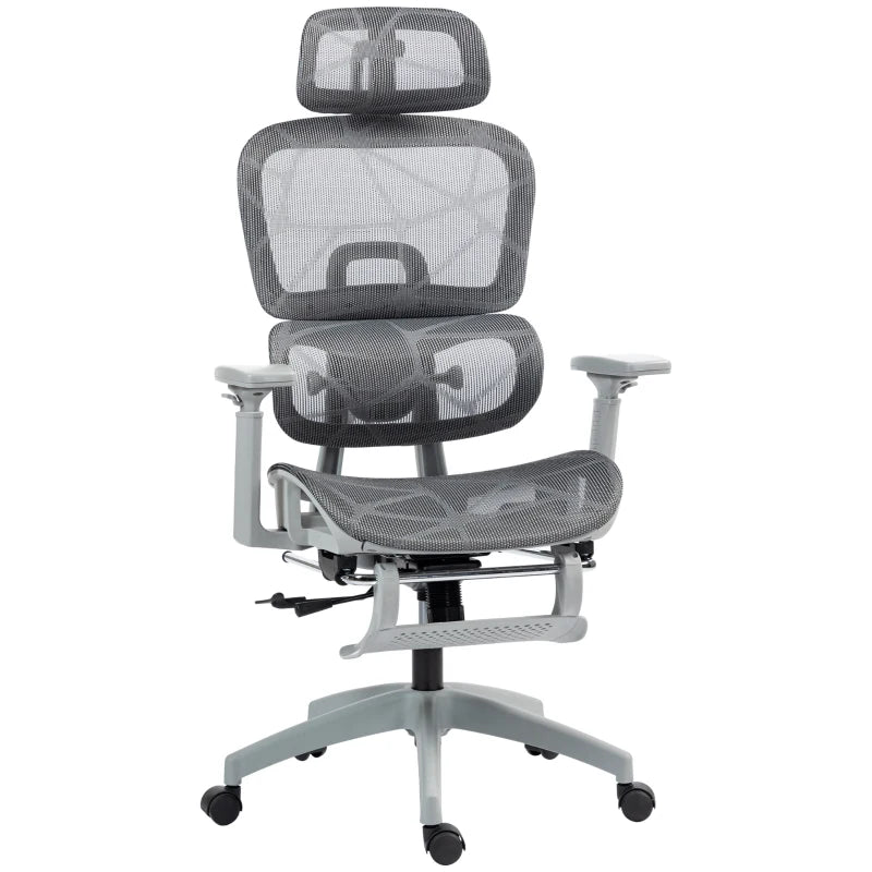 Ergonomic Multi-Adjustable Grey Mesh Office Chair for Ultimate Comfort and Support - Perfect for Home and Office Use