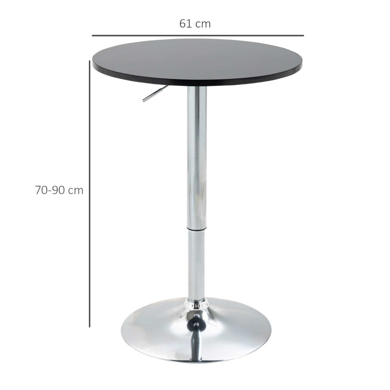 Round Height Adjustable Bar Table with Metal Base - Stylish Pub Desk for Home Bar, Dining Room & Kitchen - Black