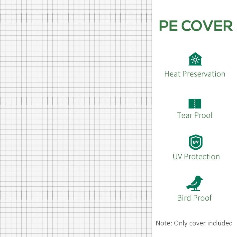 Greenhouse PE Cover for 3x2x2m Tunnel Greenhouse - White