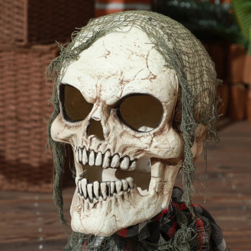 70cm Groundbreaker Skeleton Halloween Animatronic with Glowing Eyes - Spooky Outdoor Decoration for Haunted House