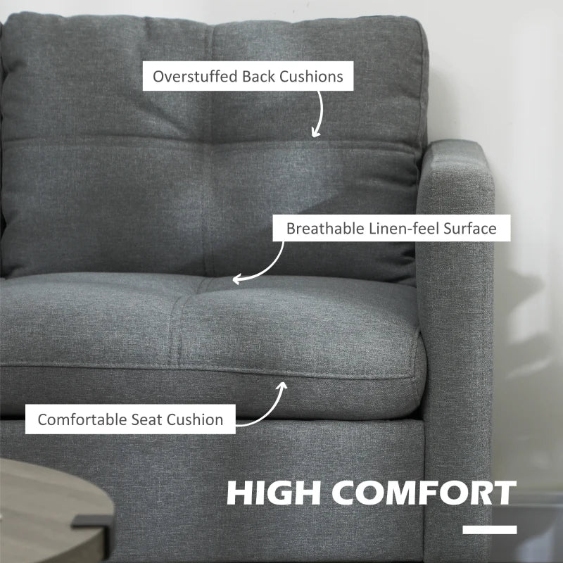Stylish Grey Two-Seater Sofa with Steel Legs for Modern Living Spaces