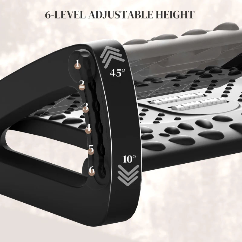 Ergonomic 10°-45° Six-Angle Massage Footrest - Adjustable Black Footrest for Ultimate Comfort and Relaxation
