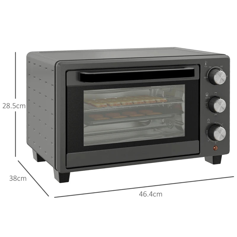 21L Mini Countertop Oven - Adjustable Temperature 100°C-230°C, Compact Grey Design for Efficient Cooking
