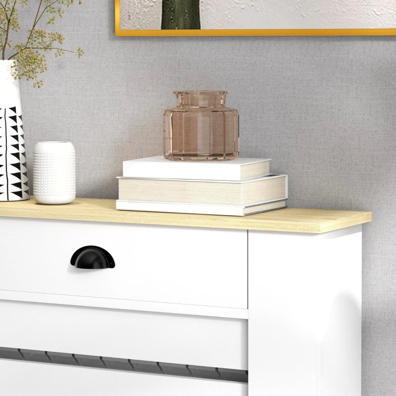 Elegant White Radiator Cover with Drawer 95.5H x 78Wcm for Home Decor