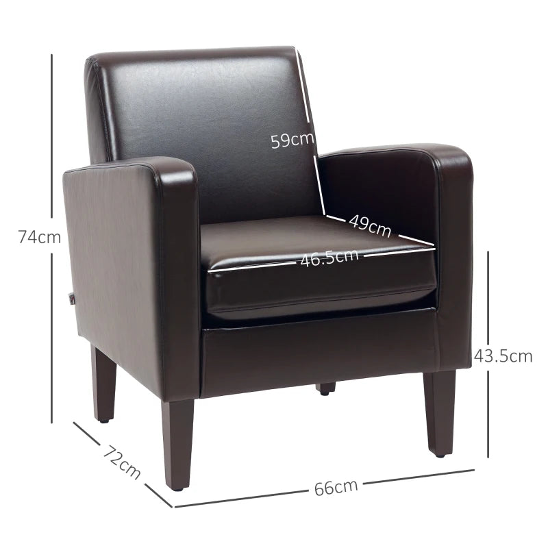 Brown Faux Leather Simple Armchair for Stylish Living Room Seating