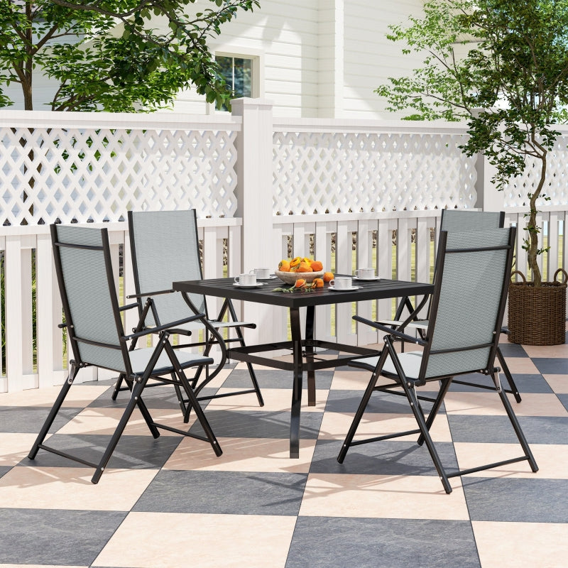 5-Piece Steel Frame Patio Set - Grey and Black - Outdoor Furniture for Garden and Balcony