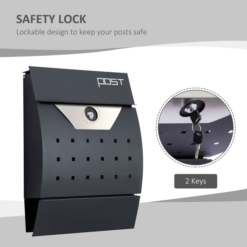 Wall-Mounted Steel Mailbox for Home Use