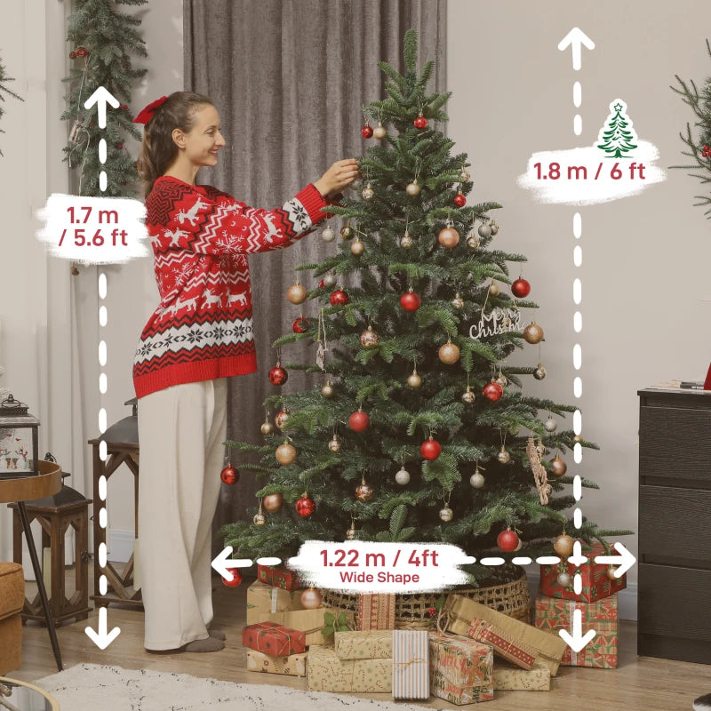 6ft Realistic Green Artificial Christmas Tree - Easy Assembly, Lifelike Branches for Holiday Decor