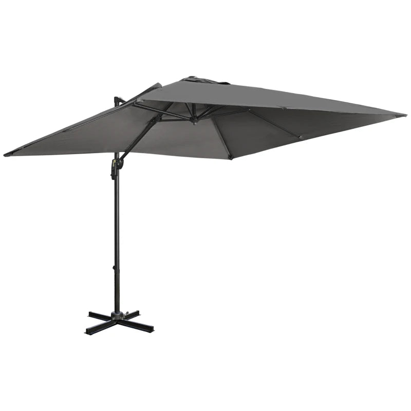 Square Dark Grey Cantilever Parasol with Crank Handle and Tilt