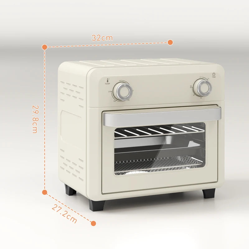 10L Cream White Air Fryer Oven - Oil Free Cooking, Grill, Roast & Bake, 1000W, Adjustable Temp & Timer, Dishwasher Safe