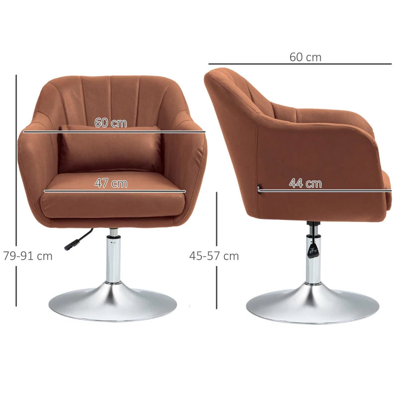 Contemporary Swivel Microfibre Accent Chair with Adjustable Height, Thick Cushion and Lumbar Support for Living Room or Office