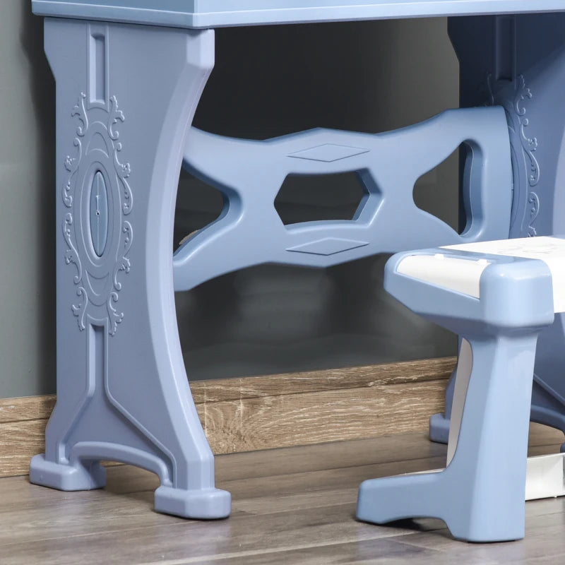 Kids Mini Electronic Piano Keyboard Set - Educational Musical Instrument with Stool, Microphone & Music Stand - Blue Grand Piano Toy