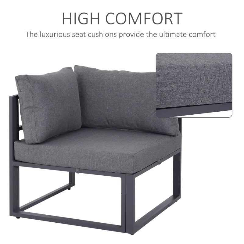 Stylish 6-Piece Outdoor Indoor Sectional Sofa Set with Thick Cushions and Aluminium Frame - Grey
