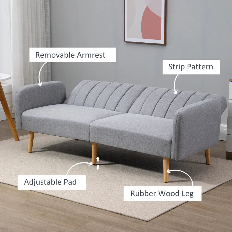 Light Grey Three-Seater Sofa Bed with Split Back Design for Versatile Comfort and Style