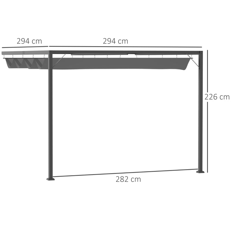 Grey Retractable Canopy Pergola Gazebo