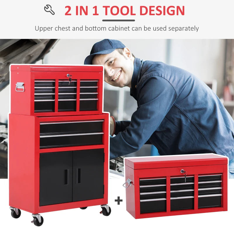 Metal Tool Cabinet with Drawers and Pegboard