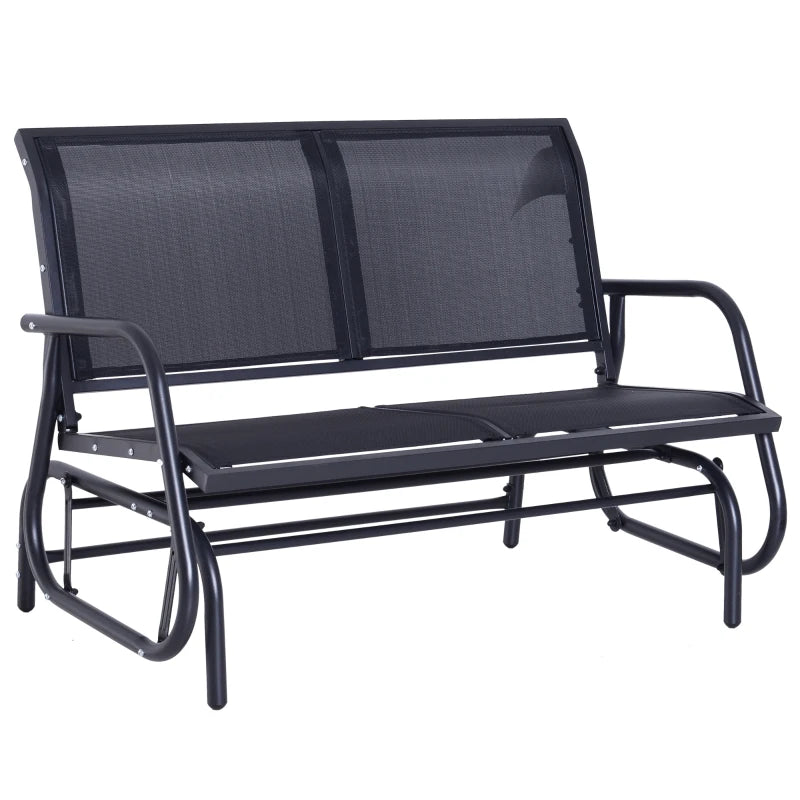 Black 2-Person Outdoor Glider Bench Double Swing Chair