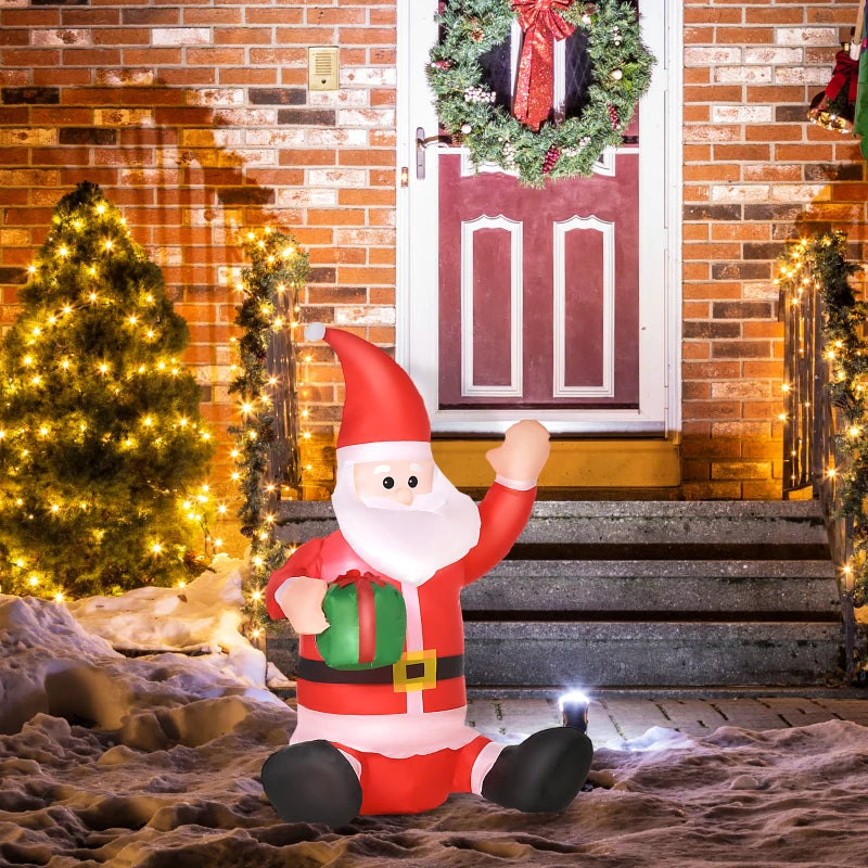 4ft Inflatable Christmas Santa Claus with LED Lights - Holiday Outdoor Yard Decoration & Gift for Festive Cheer