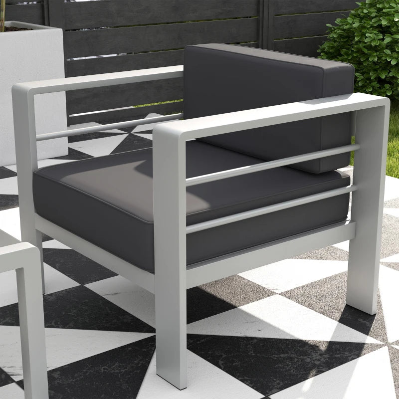 Grey Metal Garden Sofa, Table & Chair