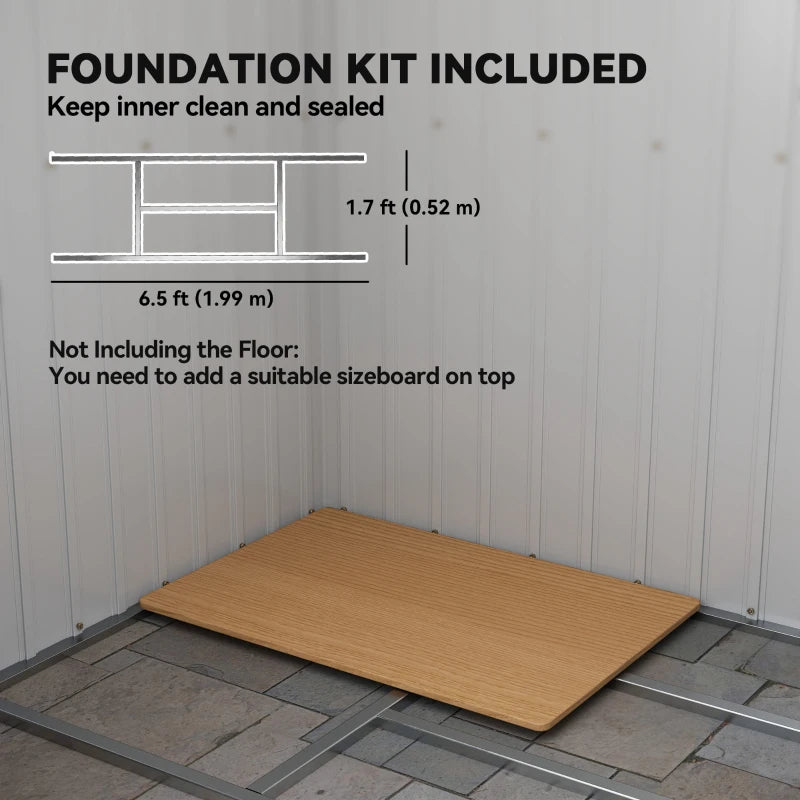 Green 7ft x 4ft Galvanised Steel Garden Shed with Foundation Kit