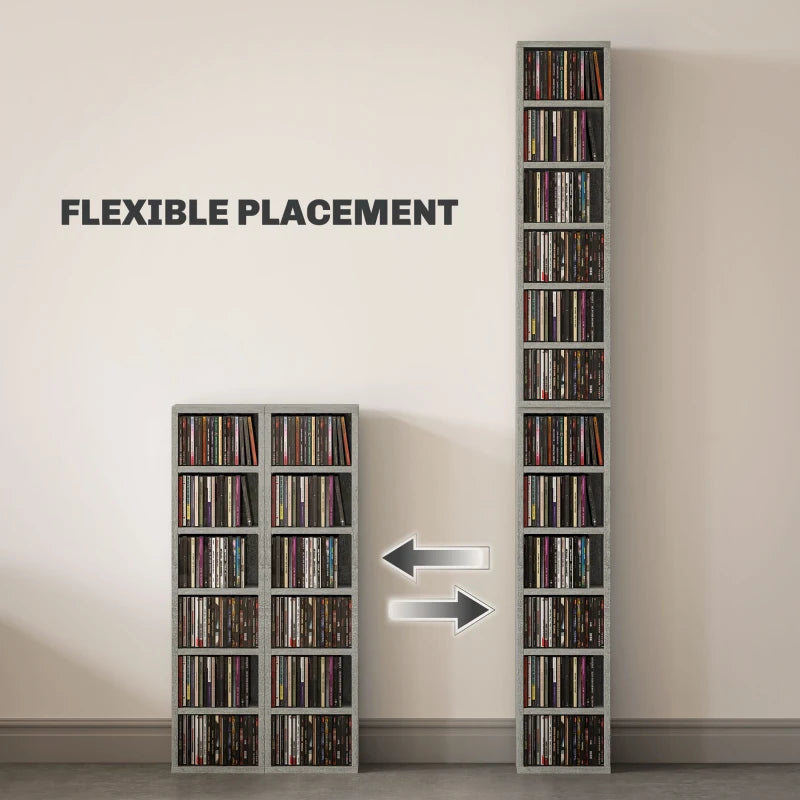 Set of 2 Cement Grey CD Storage Units - Stylish and Durable Media Organizers for Home or Office