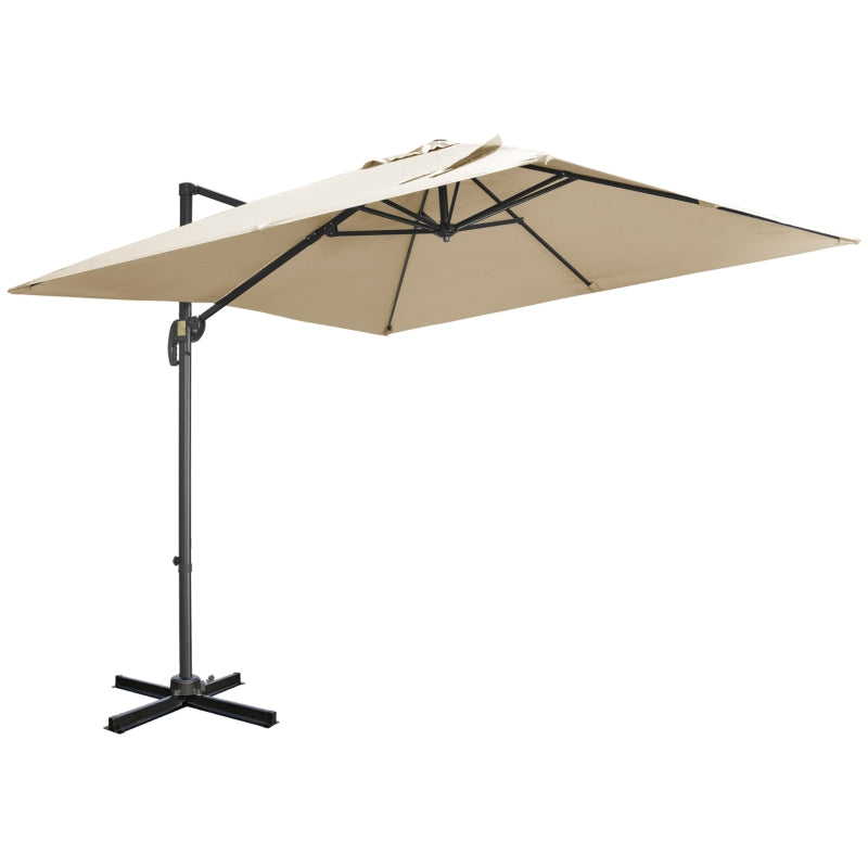 Square Overhanging Cantilever Umbrella - Cream White, 2.7m