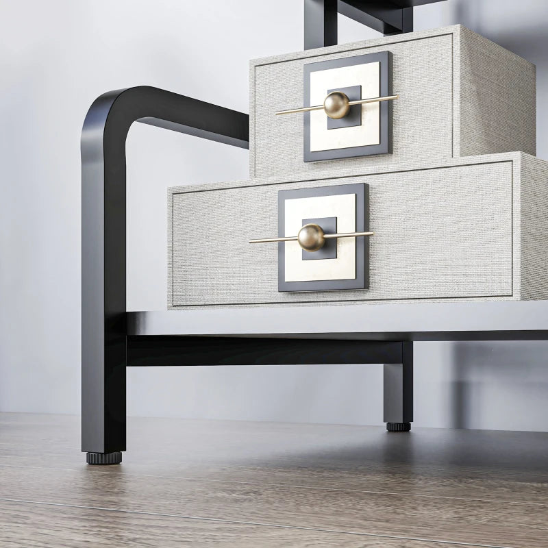 3-Tier Printer Stand with Storage Shelves - Black Printer Table for Home Office & Study, 55x40x77cm