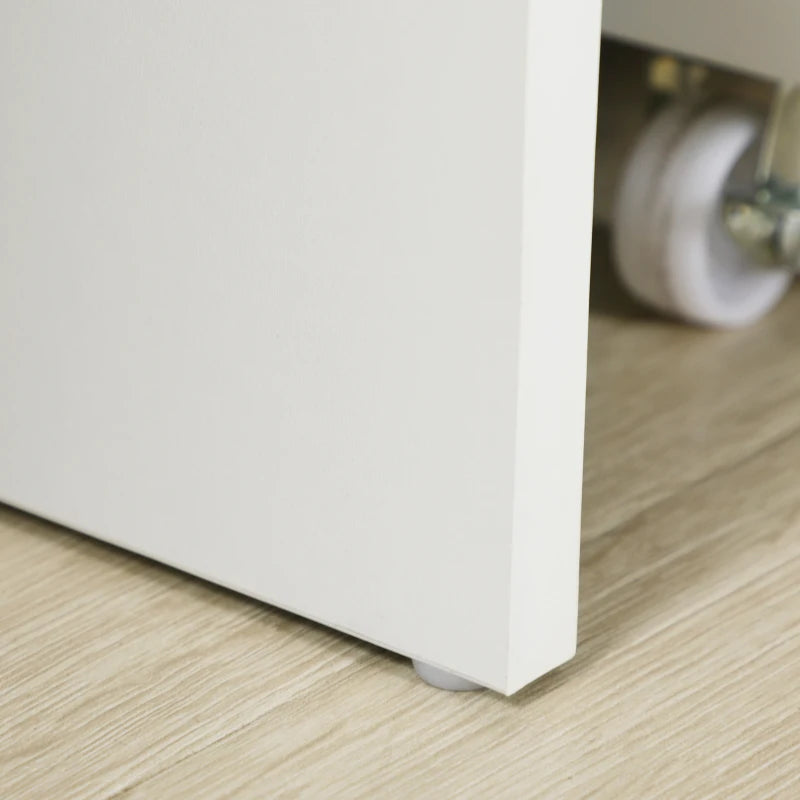 Modern Home Office Computer Desk with Lockable Drawer and Storage Shelf for Study or Bedroom 110x50x76 cm White