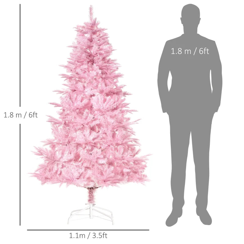 6FT Pink Artificial Christmas Tree with Automatic Open - Perfect Holiday Decoration for Home Parties and Festive Celebrations
