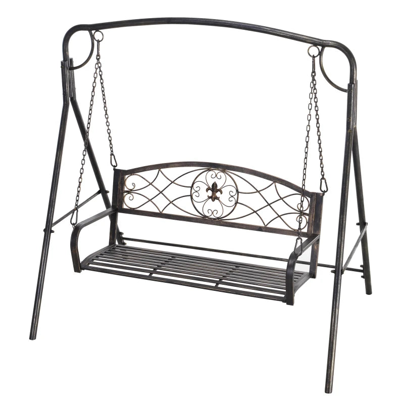 Patterned Black Metal Swing Chair