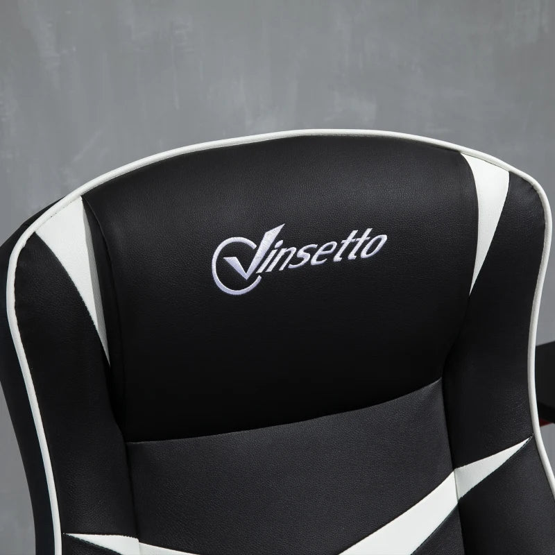 Vinsetto Ergonomic Gaming Chair - Adjustable Height, Swivel Base, PVC Leather - Black Home Office Desk Chair