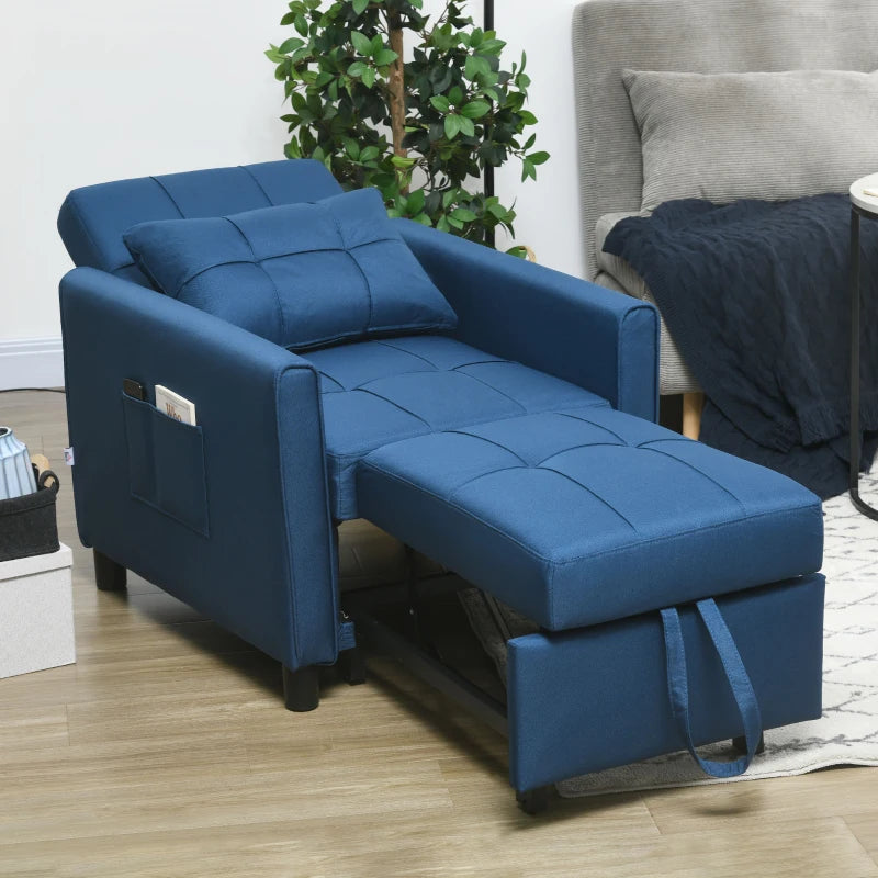 Linen-Look Blue Single Chair Bed for Stylish and Comfortable Seating Solutions