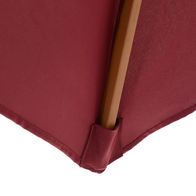 Wine Red 2.5m Wooden Garden Parasol Sun Shade