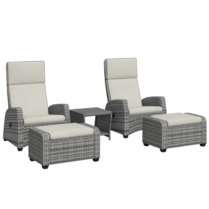 5-Piece Grey Rattan Garden Furniture Set with Cushions for Outdoor Relaxation