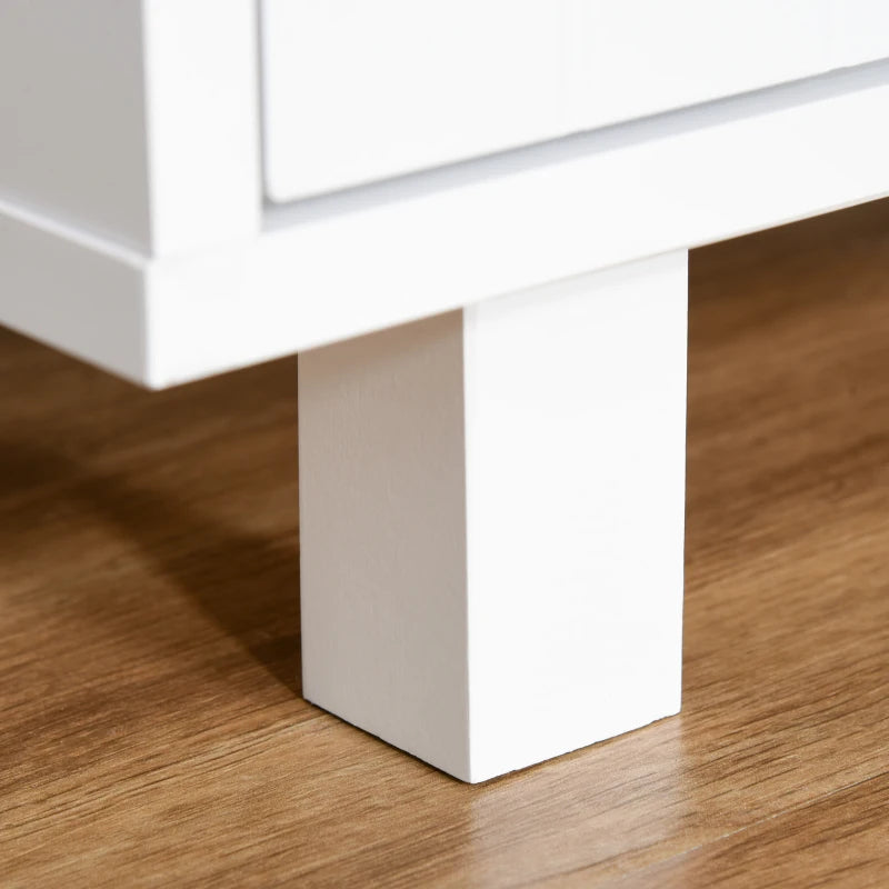 Wooden Cat Litter Box Enclosure with Nightstand Design, Scratching Post & Magnetic Doors - Stylish White Cat House